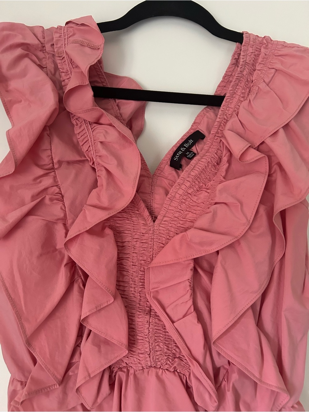 Pink Ruffled V-Neck Blouse - Picture 4 of 5